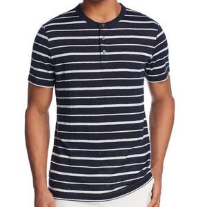 Theory Linen Essential Henley Storm Stripe L